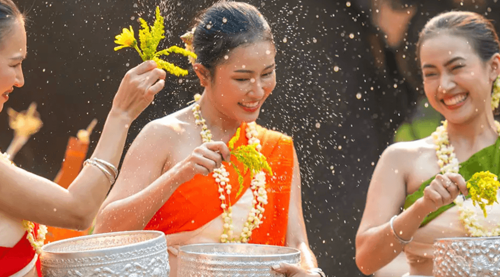 Women celebrating Songkran Festival in Thailand