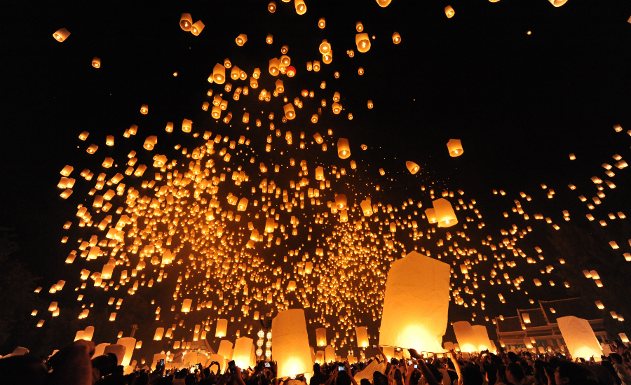A splendid sight of the sky sparkling with “artificial stars” like a giant swarm of glowing jellyfish