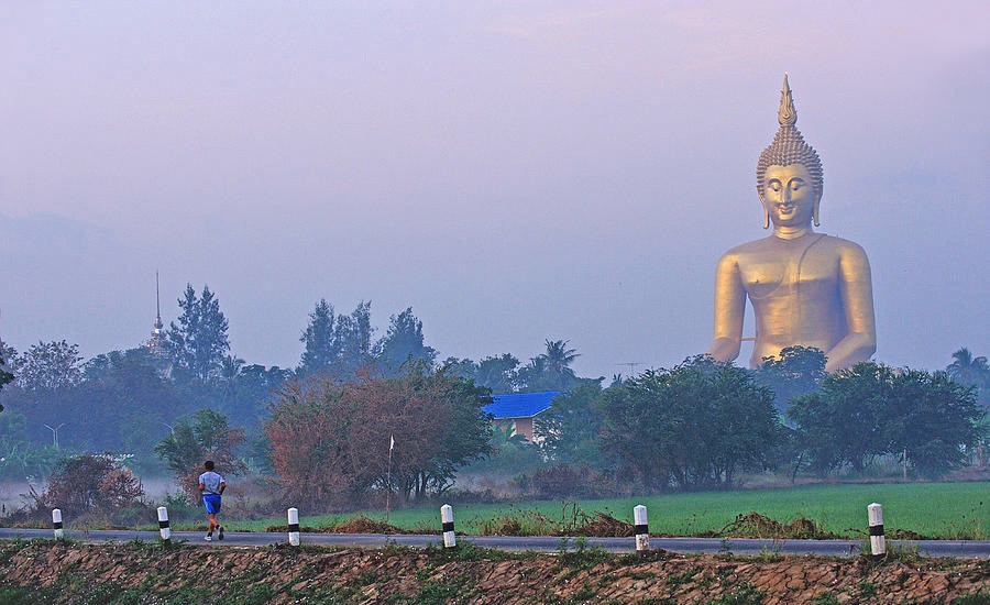 The Great Buddha rising from Wat Muang’s sky, largest Buddha statue in Thailand