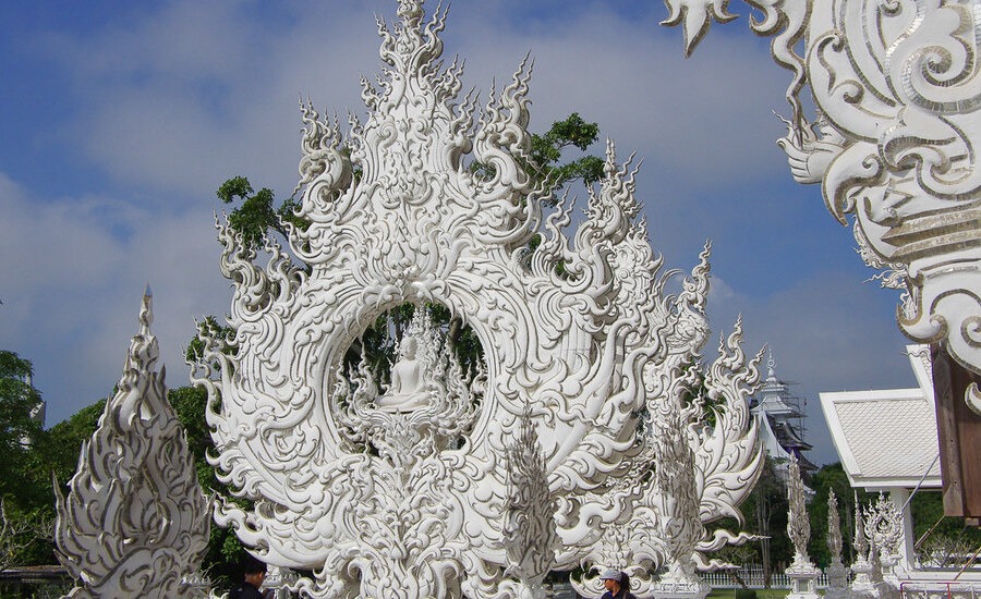 Unique White Buddha Statue at Wat Rong Khun in Thailand