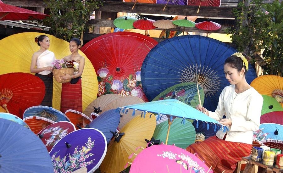 Handcrafted colors come to Bo Sang village in Thailand in January